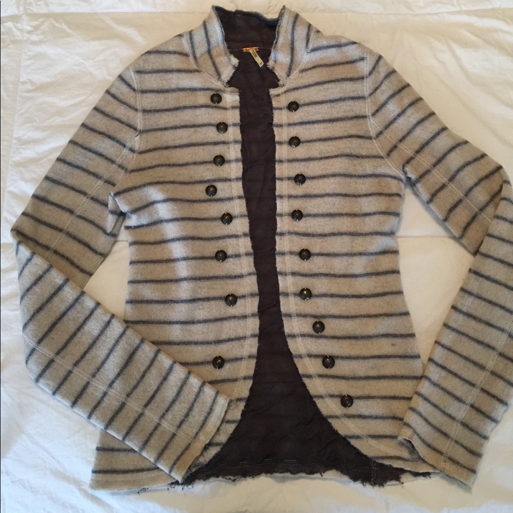 Free people gray striped wool sweater xs
